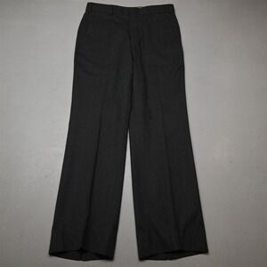 Vtg USA Made 30x30 Gray 100% Flannel Wool Flat Front Classic Dress Mens Pants